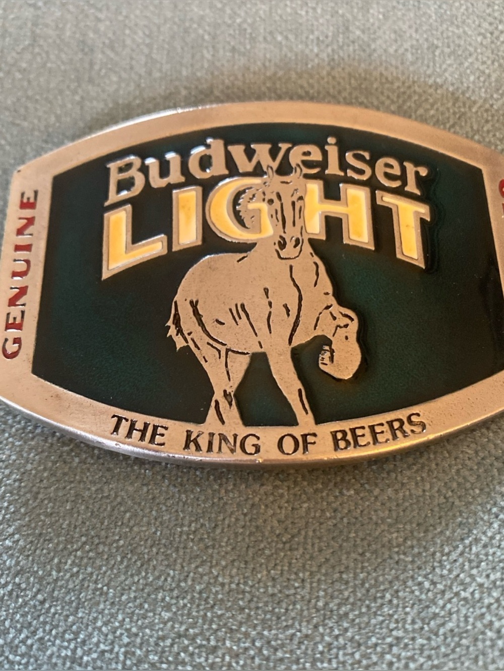 Budweiser Metallic Belt Buckle with Silver Backing